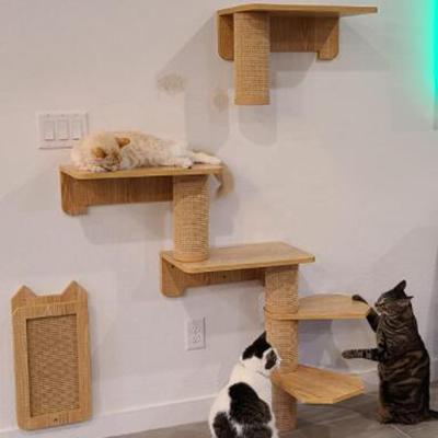 China Sustainable Modern Wall Mounted Cat Climb Track Frame DIY Cat Shelves Luxurious Wall Cat Furniture With Scratching Posts for sale