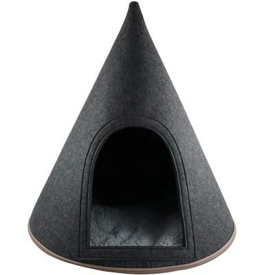 China Easy Assembly Breathable Cone Cave Premium Felt Modern Cat Bed Pet House Bed Shelter Tent For Puppy Cats for sale