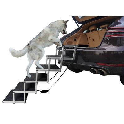 China Travel Alum Folding Pet Stairs Dog Steps With Non-Slip Surface 6 Steps for sale