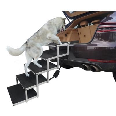 China Outdoor Foldable Aluminum Portable Pet Dog Ladder Steps Ladder 5 Pet Travel Car Step Ramp Dogs Cats Climbing Stairs for sale