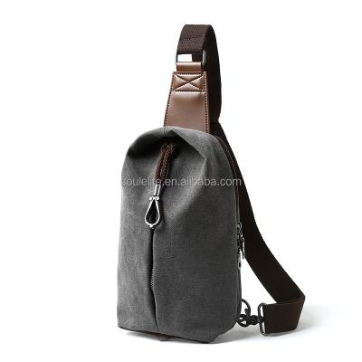 China Fashion Front Middle Zip Open Gray Color Custom Design Shoulder Bag Mini Fashionable Cross Body Canvas Messenger Sling Cross Body Bags for sale