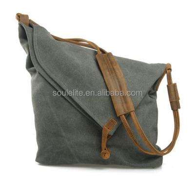 China Large Sling Bags Vintage Gray One Shoulder Canvas Shopping Anti-theft Women's Casual Handbag Purses Messenger Bag for sale