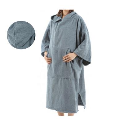 China Sustainable Windproof Cotton Poncho Beach Hooded Towel Soft Changing Robe For Surfers for sale