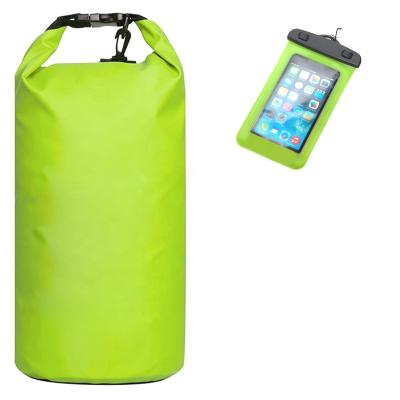 China Outdoor Gear Hiking Camping PVC Outdoor Sport 500d Tarpaulin Dry Bag 15L Dry Sack And Waterproof Phone Case Kit for sale