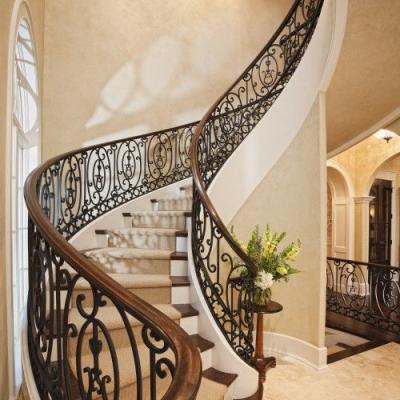 China Contemporary Modern Wrought Iron Railing Design Australian Design Around Curved Staircase for sale