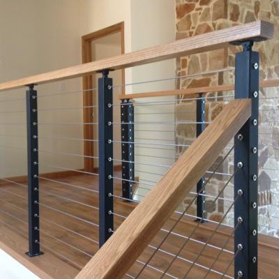 China Modern Wooden Railings With Cable S.S304 Wire Railing For Stairs Interior Use for sale