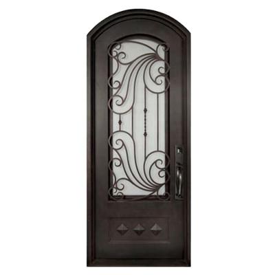 China Arched wrought iron entry doors, single & double exterior iron front doors Te koop