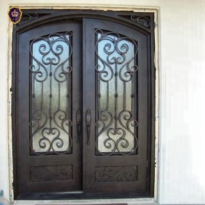 China Lowes Wrought Iron Security Entrance Door Galvanized Steel Powder Coated en venta