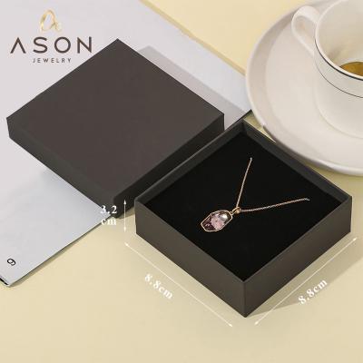 China Wholesale Composite Material Necklace Jewelry Box Sky And Earth Cover Contact Paper Jewelry Packaging Box for sale