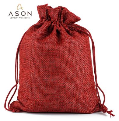 China Ason Factory Gift Burlap Pouch Leather Breathable Jewelry Burlap Dustproof Packaging Bag Wholesale for sale