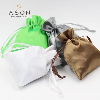 China Factory Stain Drawstring Pouch Jewelry Gift Satin Bag Solid Color Storage Flannel Silk Bag for sale