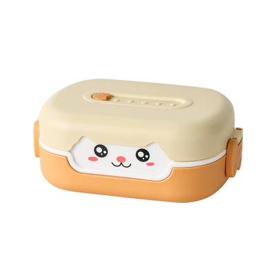 China Hot Selling Cute Student Bento Freshness Preservation PP Kitten Cartoon Portable Lunch Box School Material For Preservation for sale