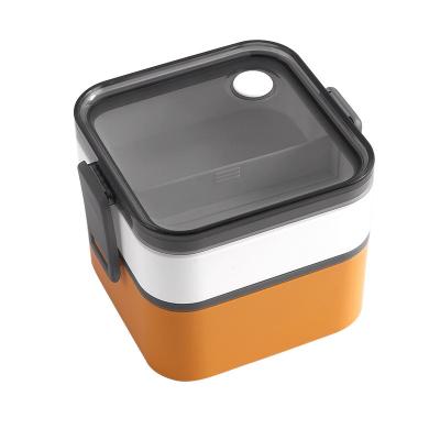 China Hot Selling Double Layer Microwavable PP Material Square Lunch Box Adult And Kids School Portable Microwavable Lunch Box for sale