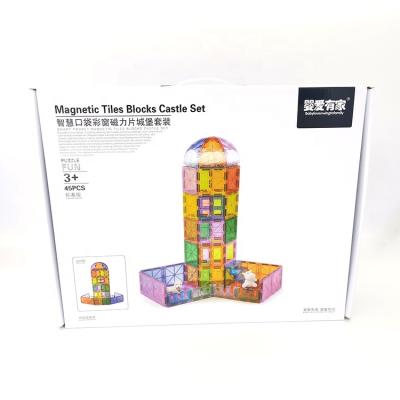 China Building Toy Hot Sale 45PCS DIY Magnetic Building Blocks Tiles Bricks Blocks Castle Toys For Children for sale