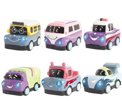 China Cute Alloy Car Cartoon Pull Back Car Pull Back With Light And Music 6 Assorted Styles In Display Box for sale