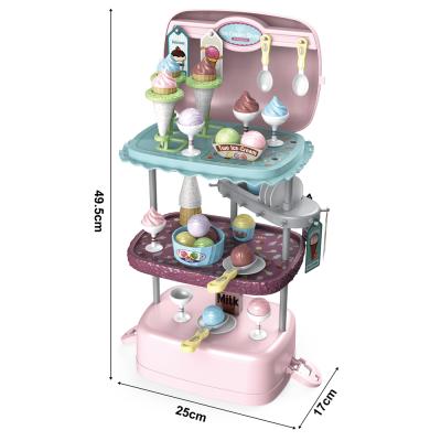 China Pretend Game Ice Cream Shop Toy Set Children Pretend Game Ice Cream Shop 3 Modes Changeable 72 Pcs Props for sale