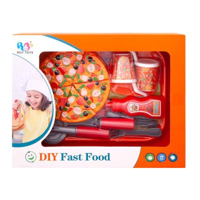 China Preschool Kids Play Kindergarten Set Pretend Play Toys Fast Food Pizza Kitchen Plastic Toy Set For Children for sale