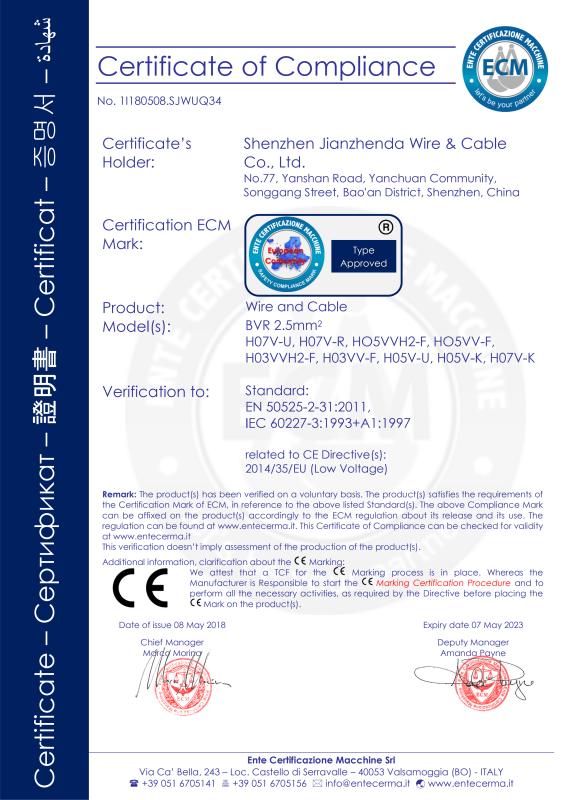 CE - Shenzhen JZD Wire & Cable Co., Ltd.