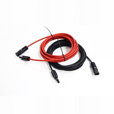 China Power Plant 20 Feet 10Awg Red Black Solar Extension Cable With Female And Male Connector for sale