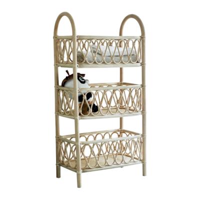 China Modern Multi Type Rattan Shelf Rattan Storage Rack Rattan Floor Furniture for sale