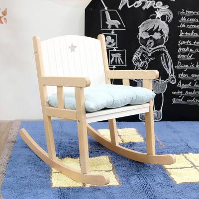 China Children Furniture Solid Wood Wooden Kids Chairs Kids Wooden Rocking Chair With Cushion for sale