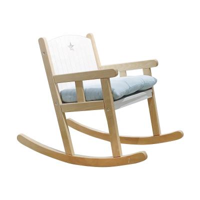 China Paint Certification Solid Wooden Baby Bedroom Children Furniture Kids Wooden Chairs Kids Wooden Rocking Chair With Cushion for sale