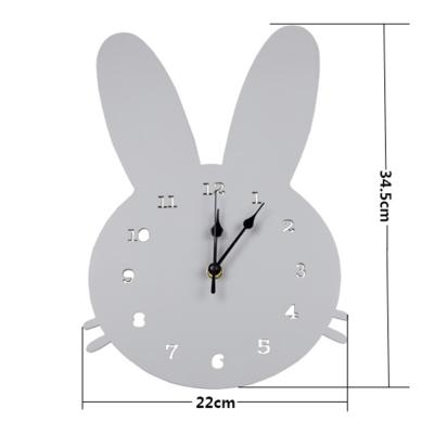 China Nordic Wooden Cartoon Rabbit Mute Clock for Kids Room Wall Decoration for sale