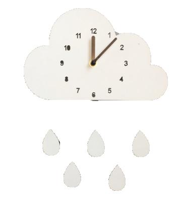 China Nordic Kids Bedroom Ins Cloud And Raindrop Wooden Clock Wall Decor for sale