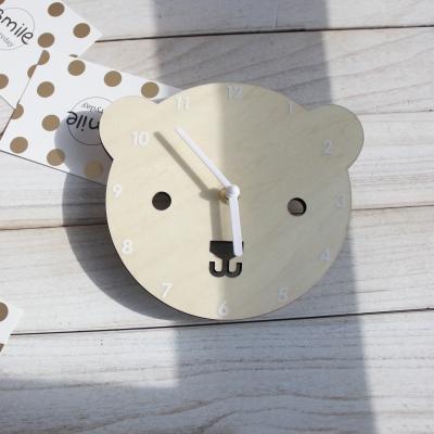 China Central Institute of Statistics Nordic Home Cute Bear Cartoon Mute Wall Clock Children Room Decoration for sale