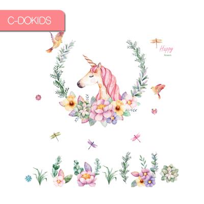 China Cute Unicorn Home Decoration 3D PVC Wallpaper Sticker Decorative Sticker For Kids for sale