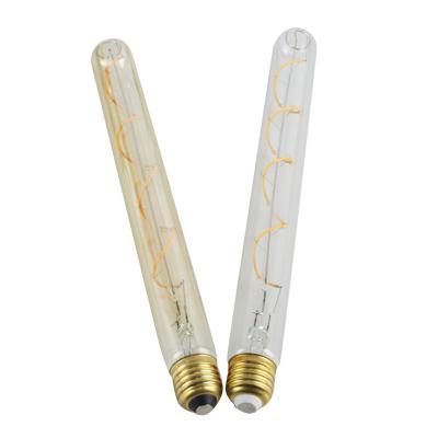 China All Decorative Lighting Use T300 Edison Bulb LED Curved Filament Lamp 4W 220V E27 Soft Antique Lamp Flute Spiral Tube LED Long Bulb for sale