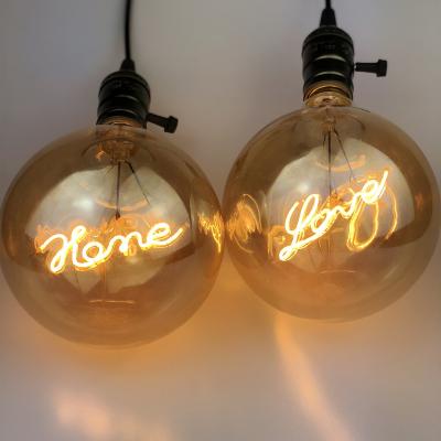 China All Use Vintage Bulb 4W G125 E27 Amber Tinted 'Love' Shape Filament Edison Decorative Lighting 'Home' LED Globe Bulb for sale