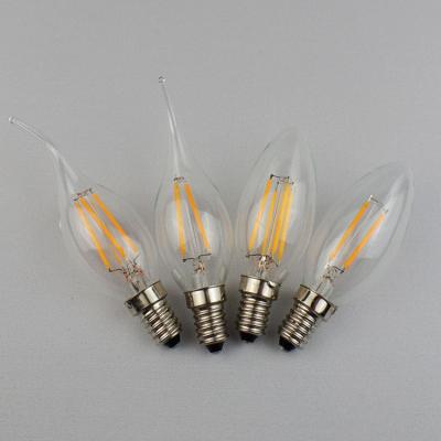 China c35 2w 4w 6w lighting led filament bulb 3000k e12 e14 360 degree filament led edison bulb 220v led bulbs for sale