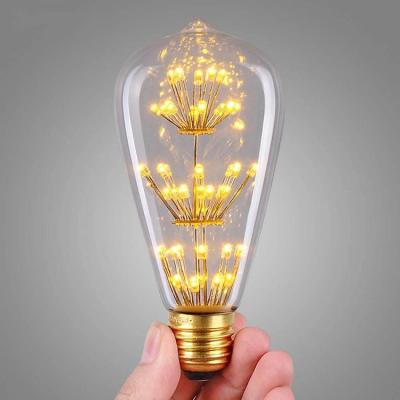 China ST64 3W fireworks bulb lighting led decorative 3D color edison bulb E27 filament lamp for holiday home decoration for sale