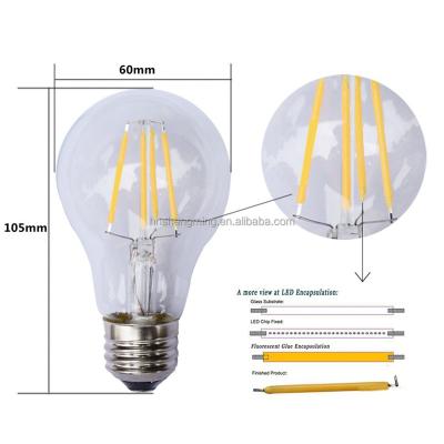 China All Retro LED Edison Decorative Lighting A19/A60 Edison Bulb 4w Vintage Clear Glass Led Filament Bulb Non-dimmable Edison Led Filament Bulb for sale