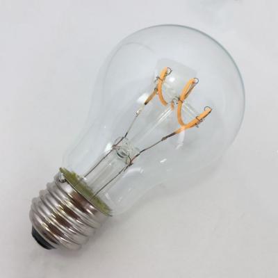 China Edison Light Bulb 3W Flexible Curved Soft Lights A60 Lighting 110V 120V E26 A19 Dimmable LED Edison Bulbs LED Spiral LED Filament for sale