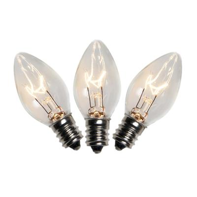 China Christmas String Light Candle Bulb 120V Regular Burning Candelabra Clear Light Bulbs C7 Night Use Indicator Light 4W 5W 7W 10W 15W E12 Base Candle Bulb for sale