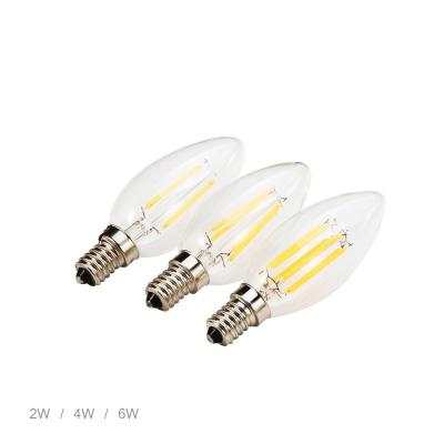 China All Use Retro LED Candle Tip Lamp E14 2W 4W Dimmable Decorative Lighting Edison Bulb C35 220V Filament LED Chandelier Light for sale