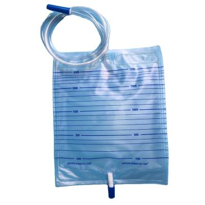 China Medical PVC 2000cc Urine Bag With 90cm 120cm Tube for sale