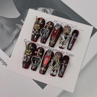 China Design Wholesale Price Supplies 3D Fancy Beautiful Removable Nails Handmade Press On Nails For New National Tide for sale