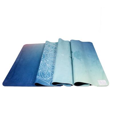 China Chic Yoga Mats Anti Slip 1.5mm Eco-Friendly Wholesale Wear Resistant Suede Fabric Surround 100 Percent Natural Rubber Eco Friendly Sustainable Yoga Mat for sale