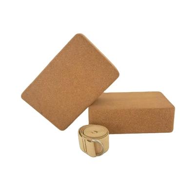 China Cork Fitness Gym Yoga Block Round Cork Block & Cotton D-Ring Strap Eco Friendly Yoga Cork Custom Block for sale