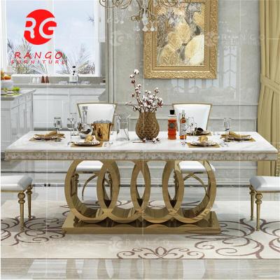 China Morden Design Adjustable Luxury Restaurant 6 Seater Dining Room Furniture Set Marble Head Dining Home Dining Tables (Height) for sale