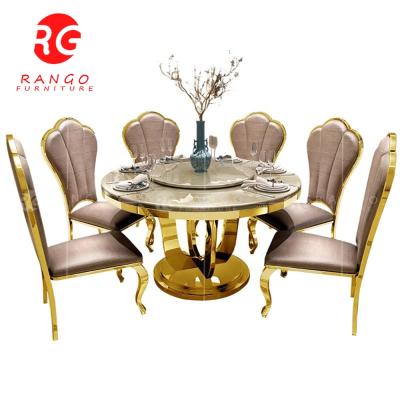 China Marble (Height) Adjustable Dining Table For Dining Room Furniture Stainless Steel Round Table Luxury Turntable For Dining Table for sale