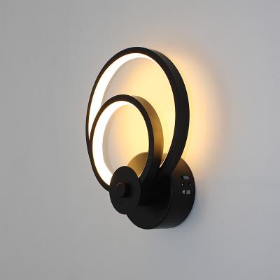 China High Performance Modern Round Circle New Arrival Black White Wall Sconces Lights For Bathroom Bedroom With Great Price for sale