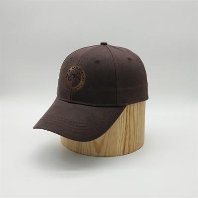 China breathable & Guangzhou Factory Custom 6 Panel Waterproof Cotton Brown Embroidered Waxed Canvas Wax Baseball Caps Hat for sale