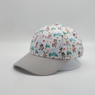 China Customized Cheap COMMON Pattern Kids Hats, Lovely Cute Baby Printed Baseball Caps, Kids Gray White Printing Baseball Hat for sale