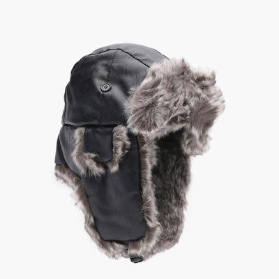 China Meidiney COMMON Custom Winter Windproof Fur Lined Faux Leather Russian Bomber Aviator Trapper Hats for sale