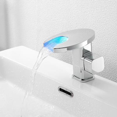 China Metered Faucets Bathroom Waterfall Basin Faucet Single Handle Mixer Chrome Plated Faucet for sale