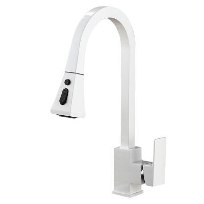 China Modern White Brass Kitchen Faucet For Kitchen Sink Faucets With Pull Down for sale